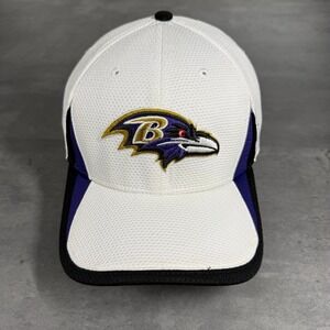 Baltimore Ravens Hat New‎ Era Cap 39THIRTY NFL White Purple Fitted Flex Stretch